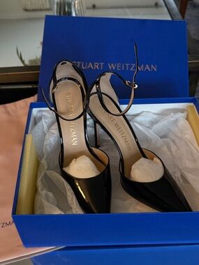 Stuart Weitzman 100mm Black Patent Pumps